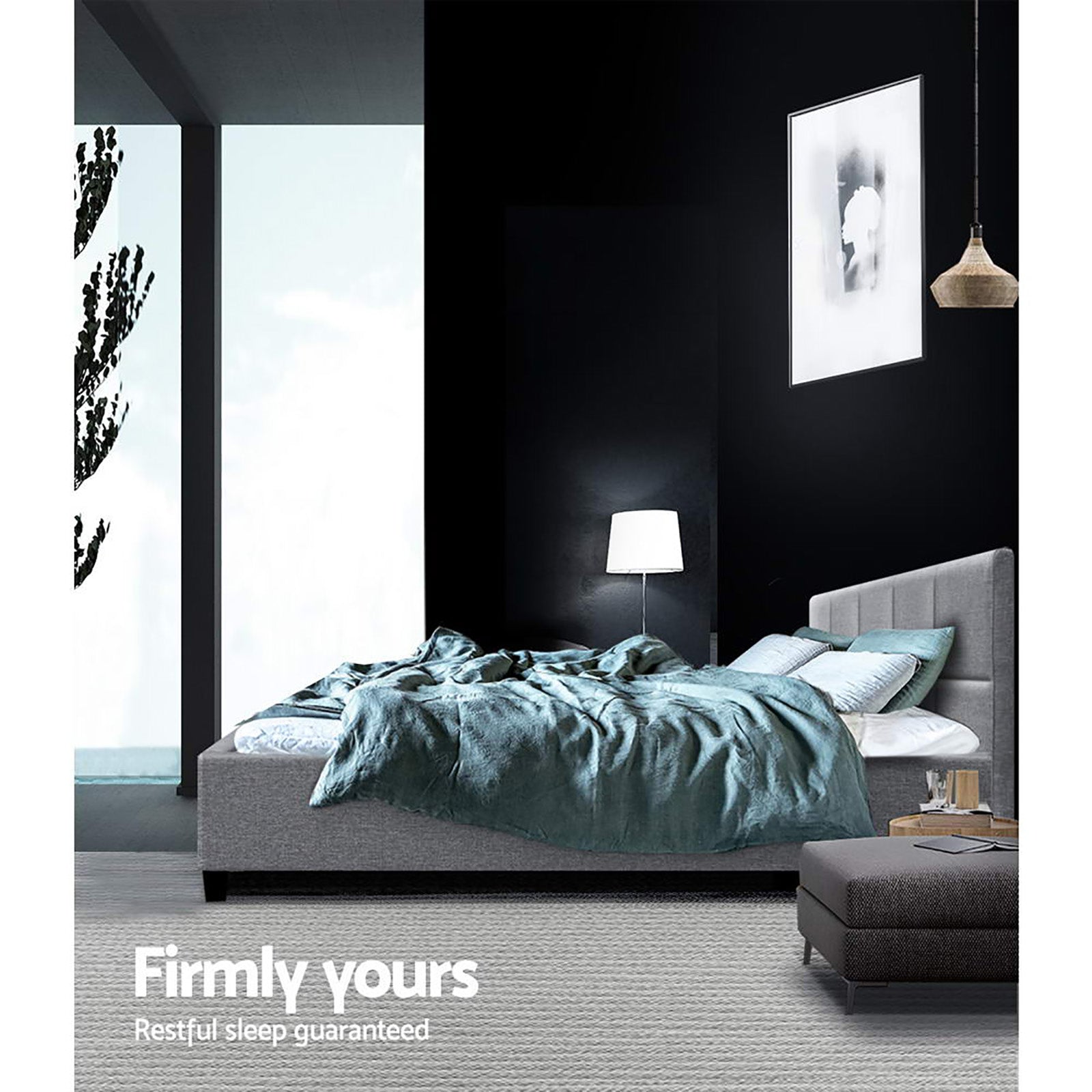 Raleigh (Queen) Bed Frame | Fabric - Grey - Homecoze