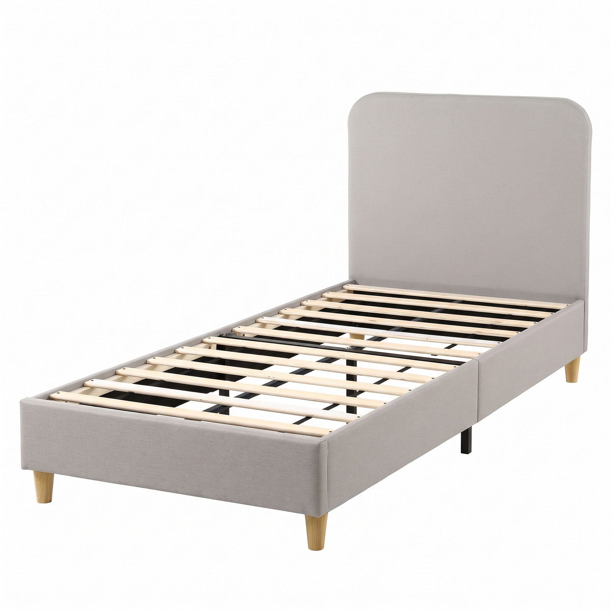 Evander (King Single) Linen-Look Bed Frame - Grey