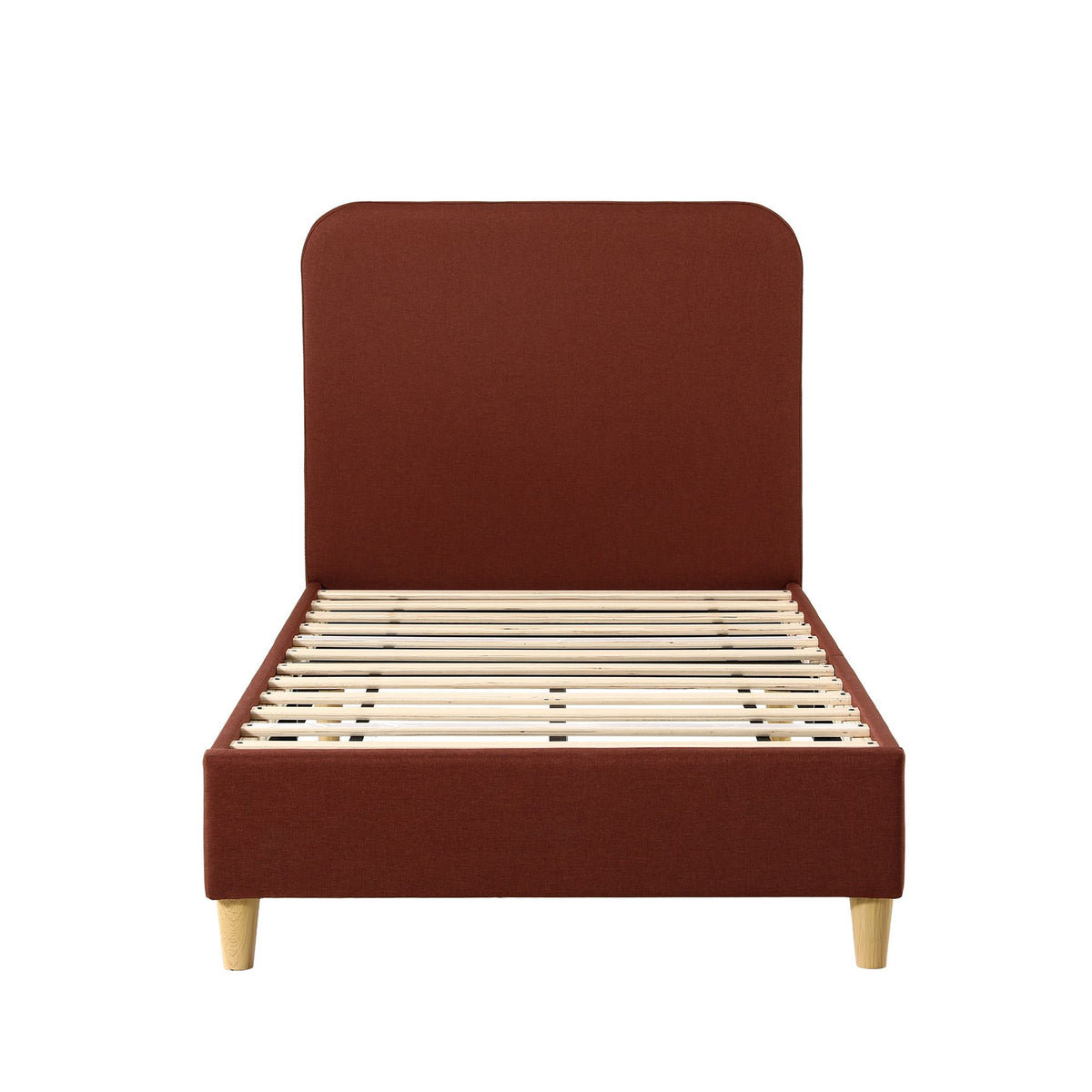 Evander (King Single) Linen-Look Bed Frame - Brown