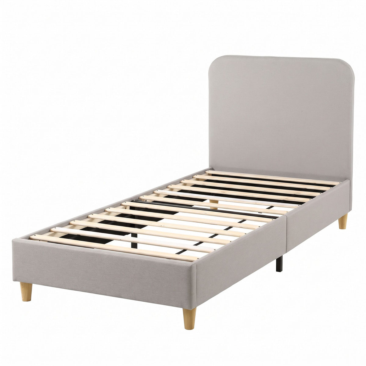 Evander (Single) Linen-Look Bed Frame - Grey