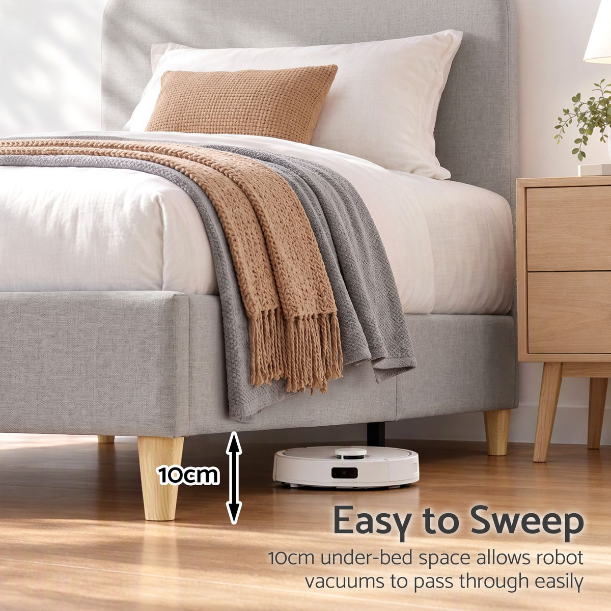 Evander (Single) Linen-Look Bed Frame - Grey