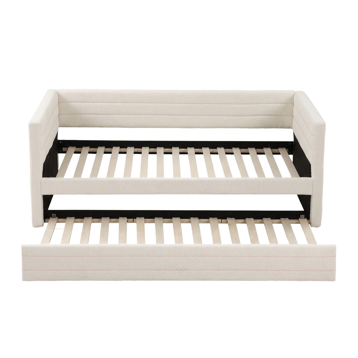 Artiss King Single Daybed with Trundle, Boucle Upholstered Bed Frame Guest Bed - Homecoze