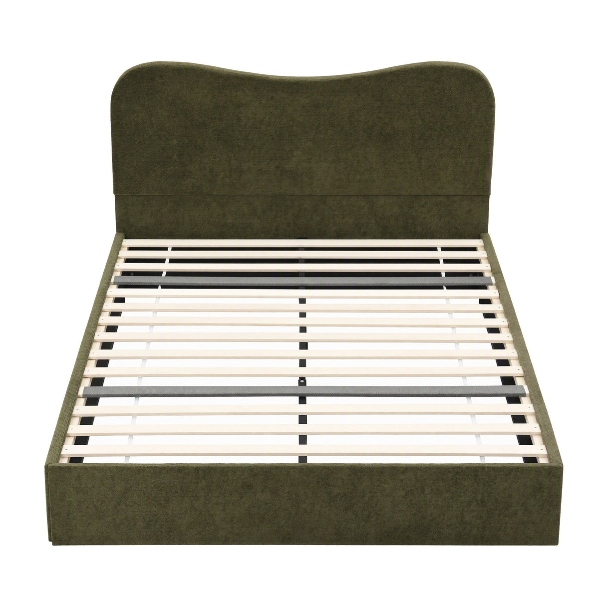 Odelia (Double) Chenille Storage Bed Frame - Moss Green