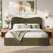 Odelia (Queen) Chenille Storage Bed Frame - Moss Green