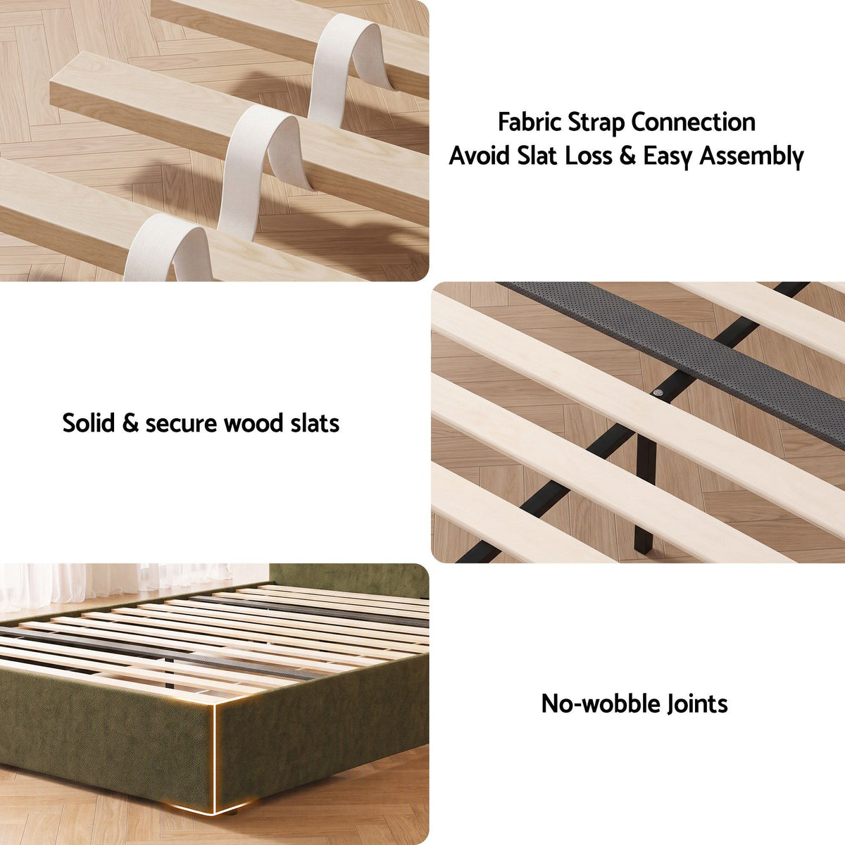 Odelia (Queen) Chenille Storage Bed Frame - Moss Green