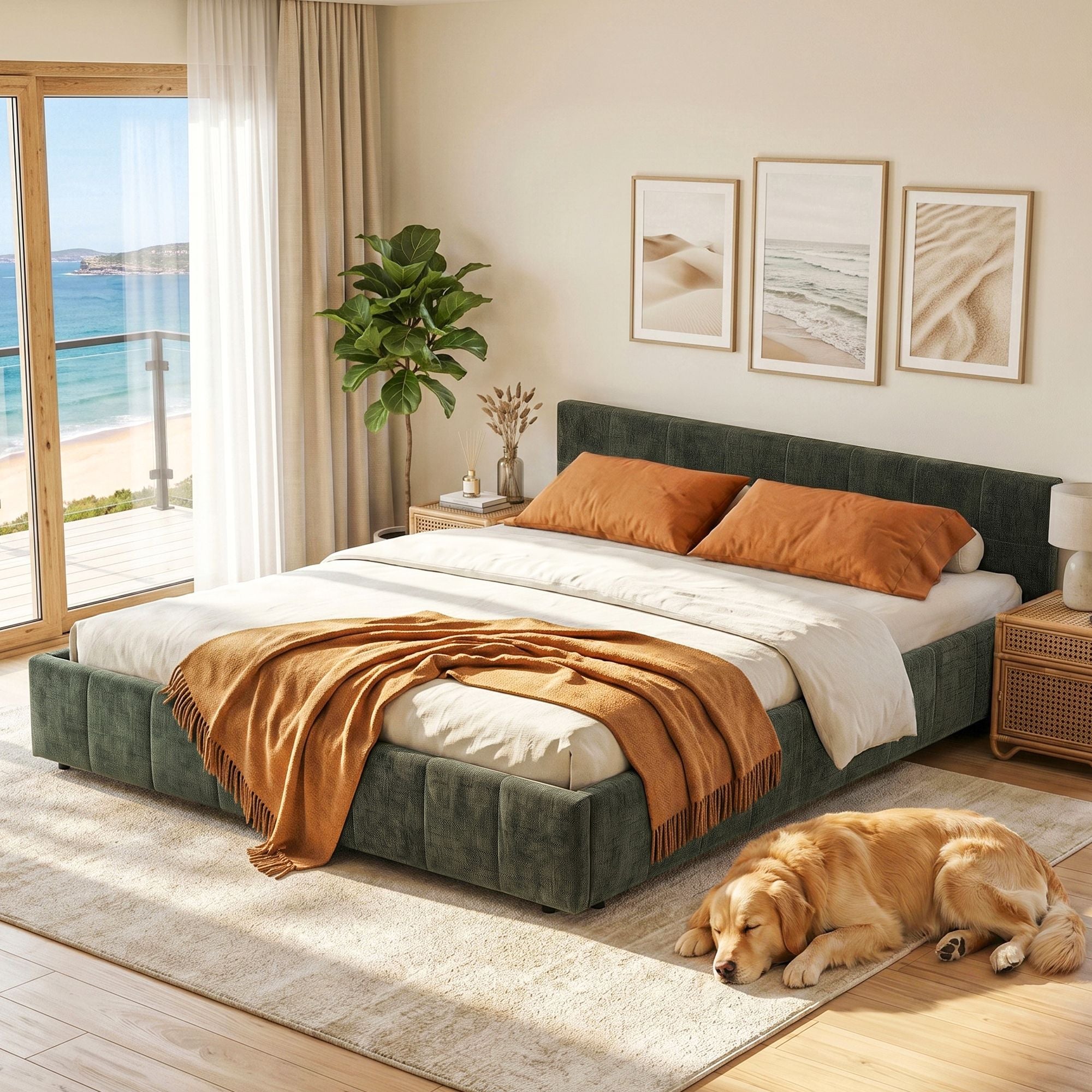 Malibu (Double) Low Profile Bed Frame - Green