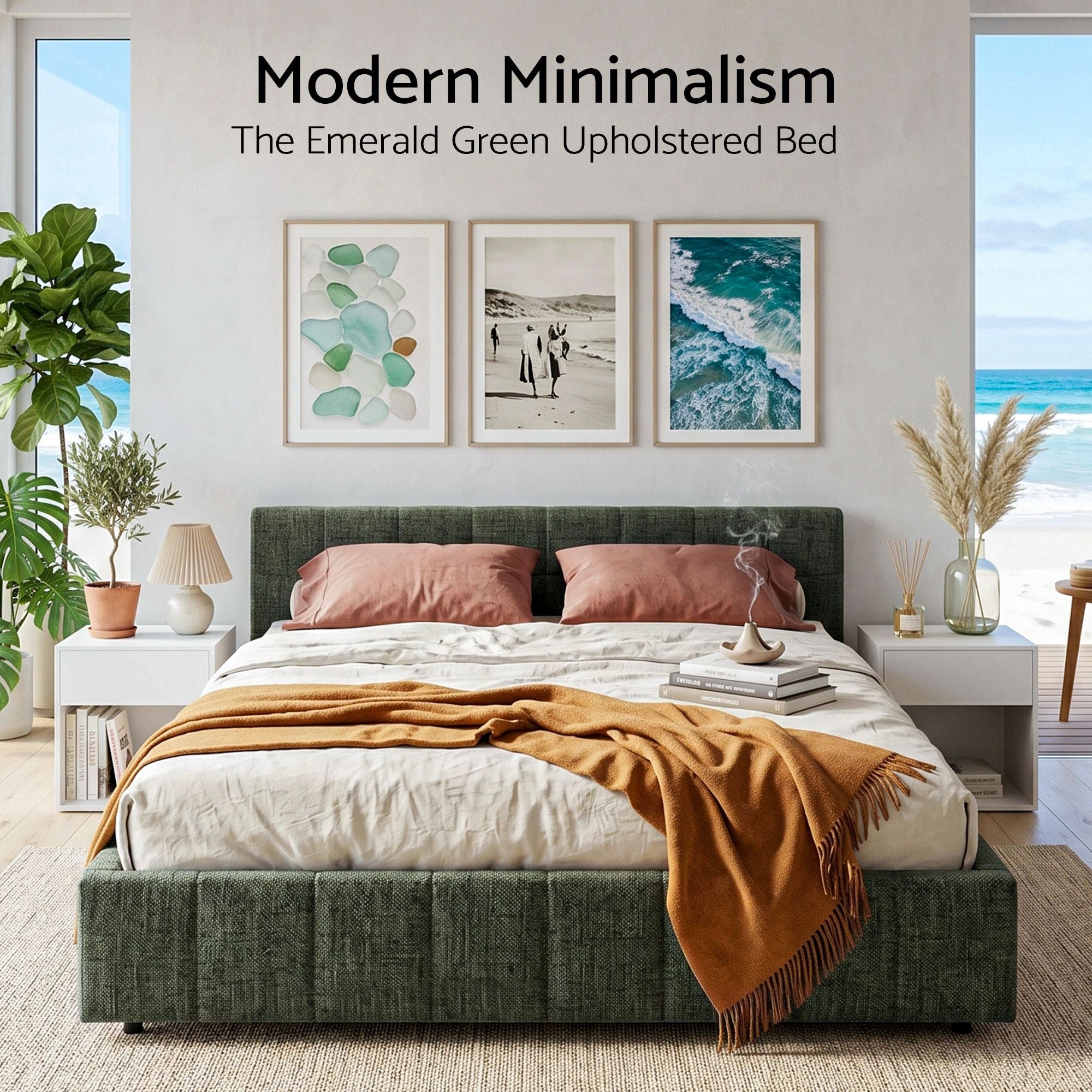 Malibu (Queen) Low Profile Bed Frame - Green