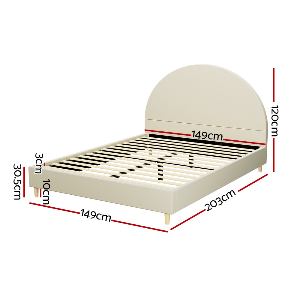 Fresno (Double) Velvet Bed Frame - Cream - Homecoze