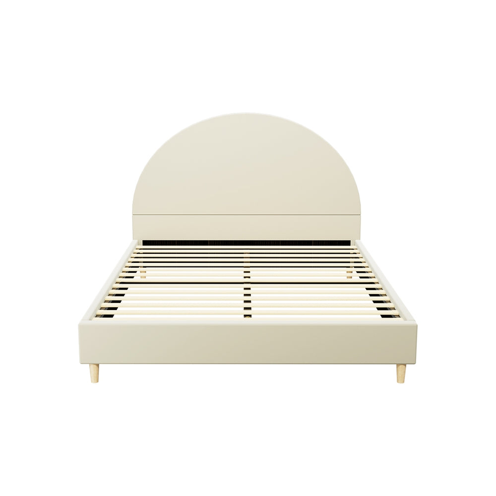 Fresno (Double) Velvet Bed Frame - Cream - Homecoze