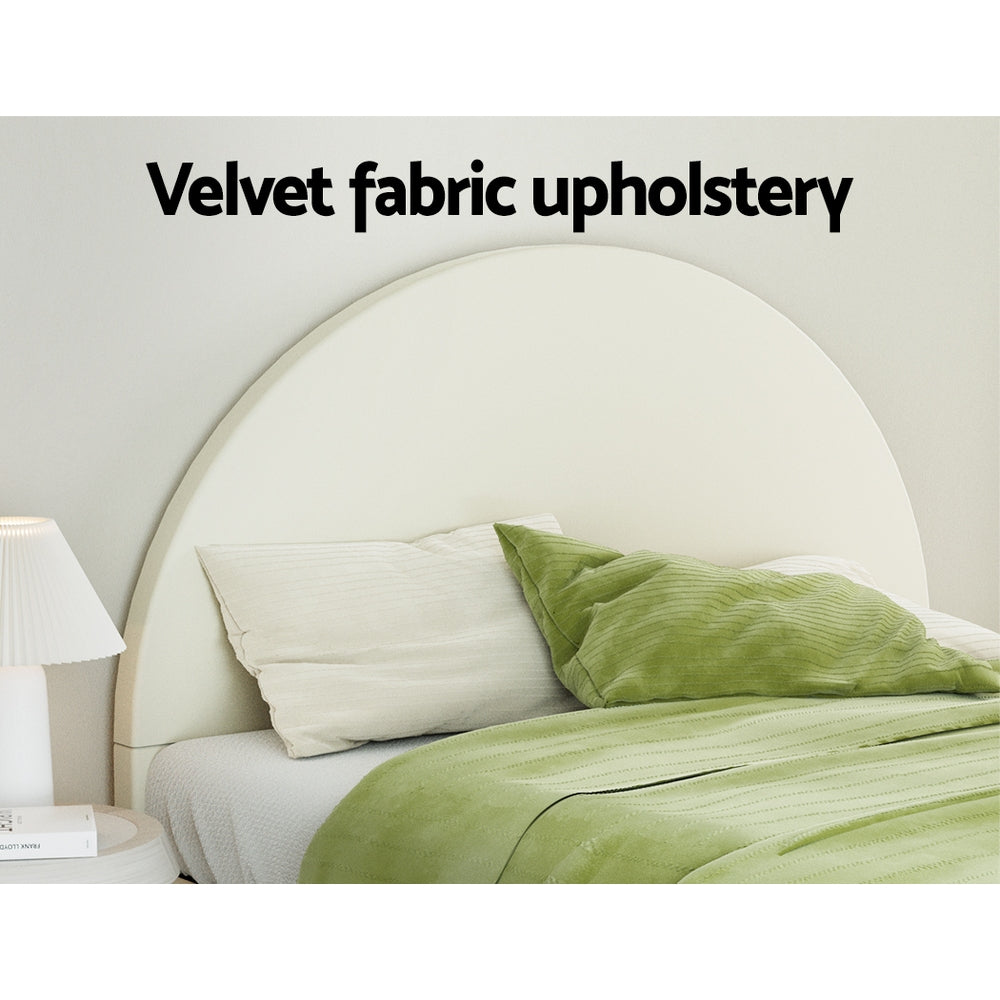 Fresno (Double) Velvet Bed Frame - Cream - Homecoze