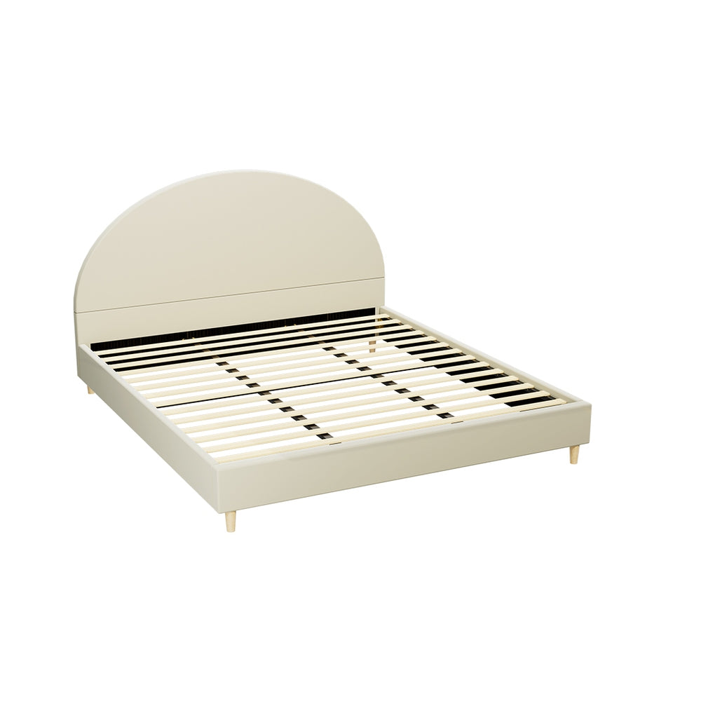 Fresno (King) Velvet Bed Frame - Cream - Homecoze