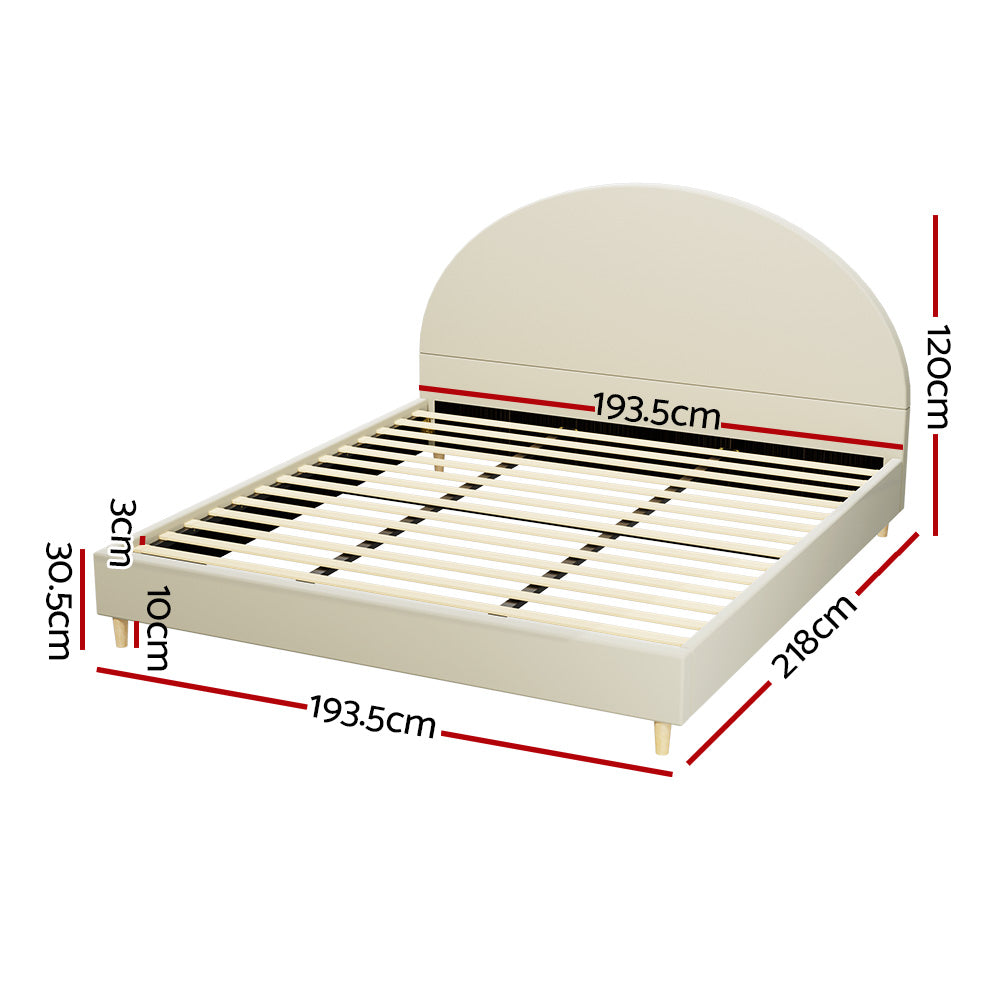 Fresno (King) Velvet Bed Frame - Cream - Homecoze