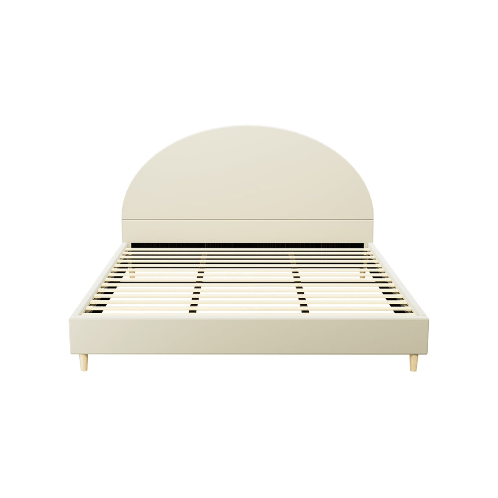 Fresno (King) Velvet Bed Frame - Cream - Homecoze