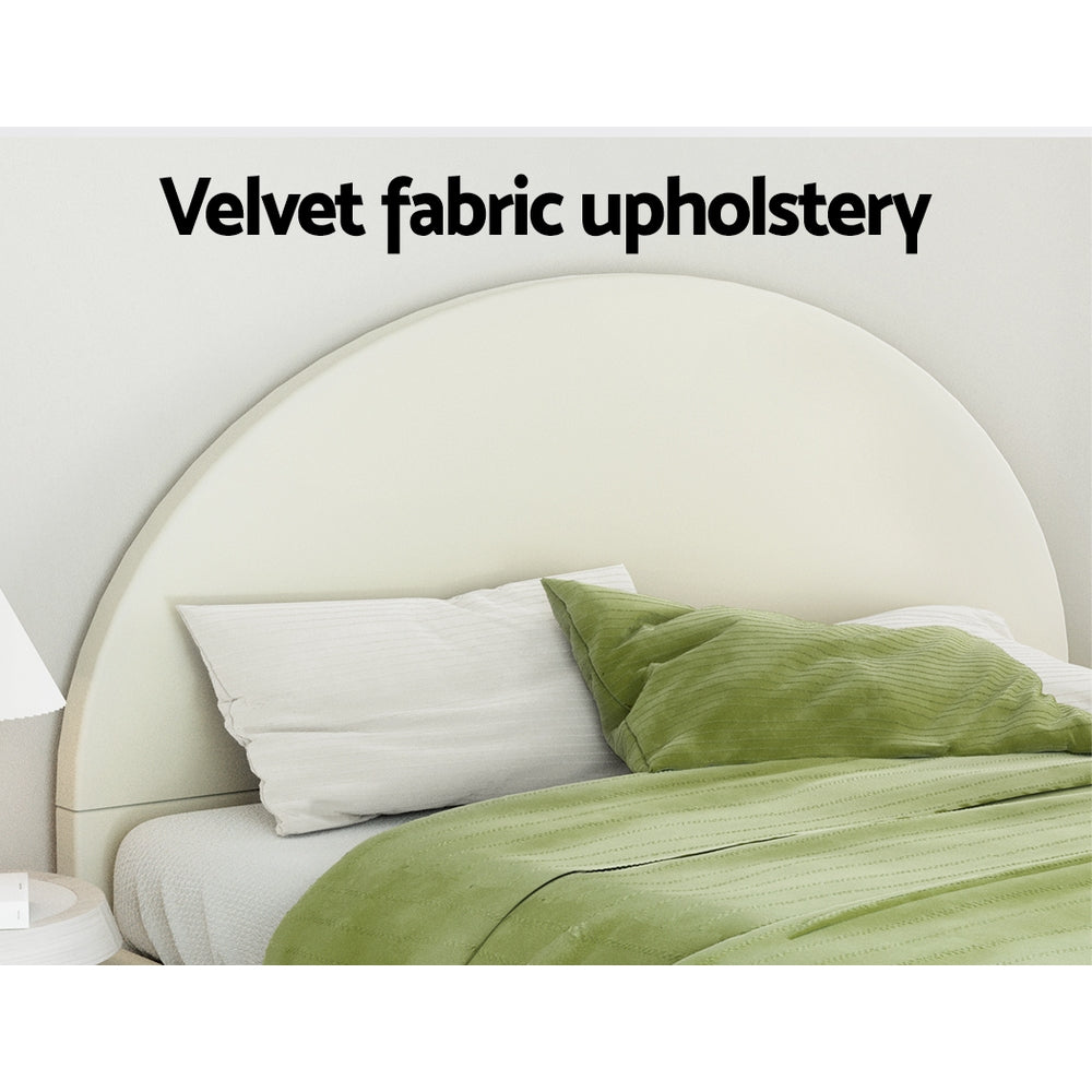 Fresno (King) Velvet Bed Frame - Cream - Homecoze