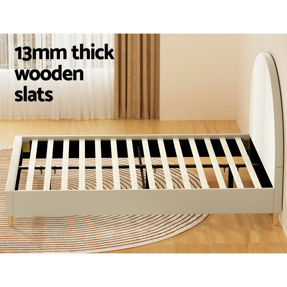 Fresno (Queen) Velvet Bed Frame - Cream - Homecoze