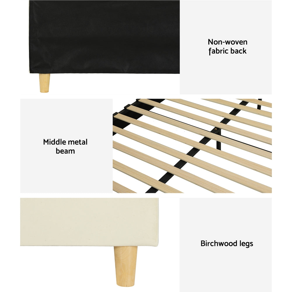 Fresno (Queen) Velvet Bed Frame - Cream - Homecoze