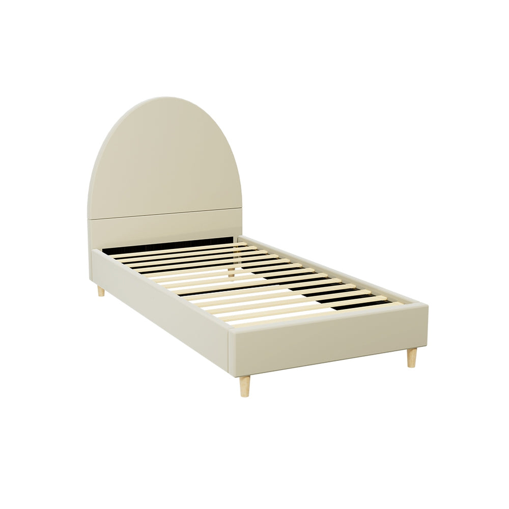 Fresno (Single) Velvet Bed Frame - Cream - Homecoze