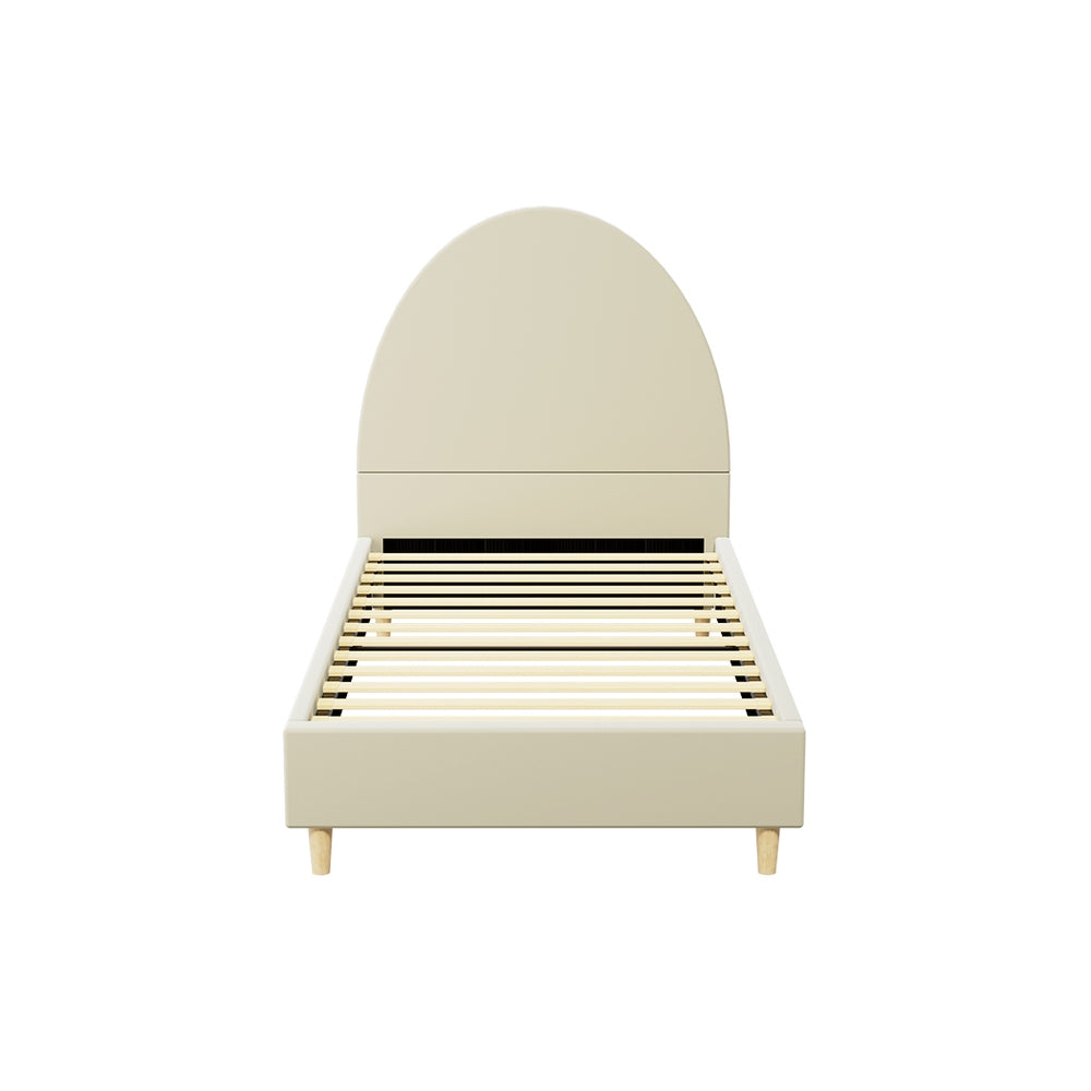Fresno (Single) Velvet Bed Frame - Cream - Homecoze