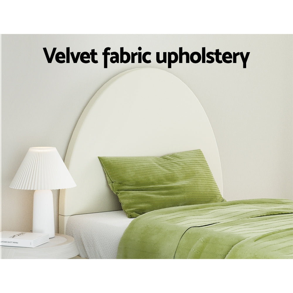 Fresno (Single) Velvet Bed Frame - Cream - Homecoze