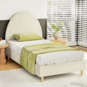 Fresno (Single) Velvet Bed Frame - Cream - Homecoze