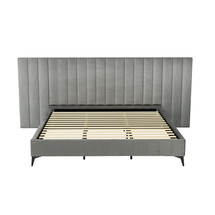 Concord (King) Oversized Bedhead Velvet Bed Frame - Grey