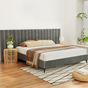 Concord (King) Oversized Bedhead Velvet Bed Frame - Grey - Homecoze