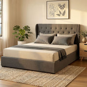 Naples (Queen) Gas-Lift Storage Bed Frame - Grey - Homecoze