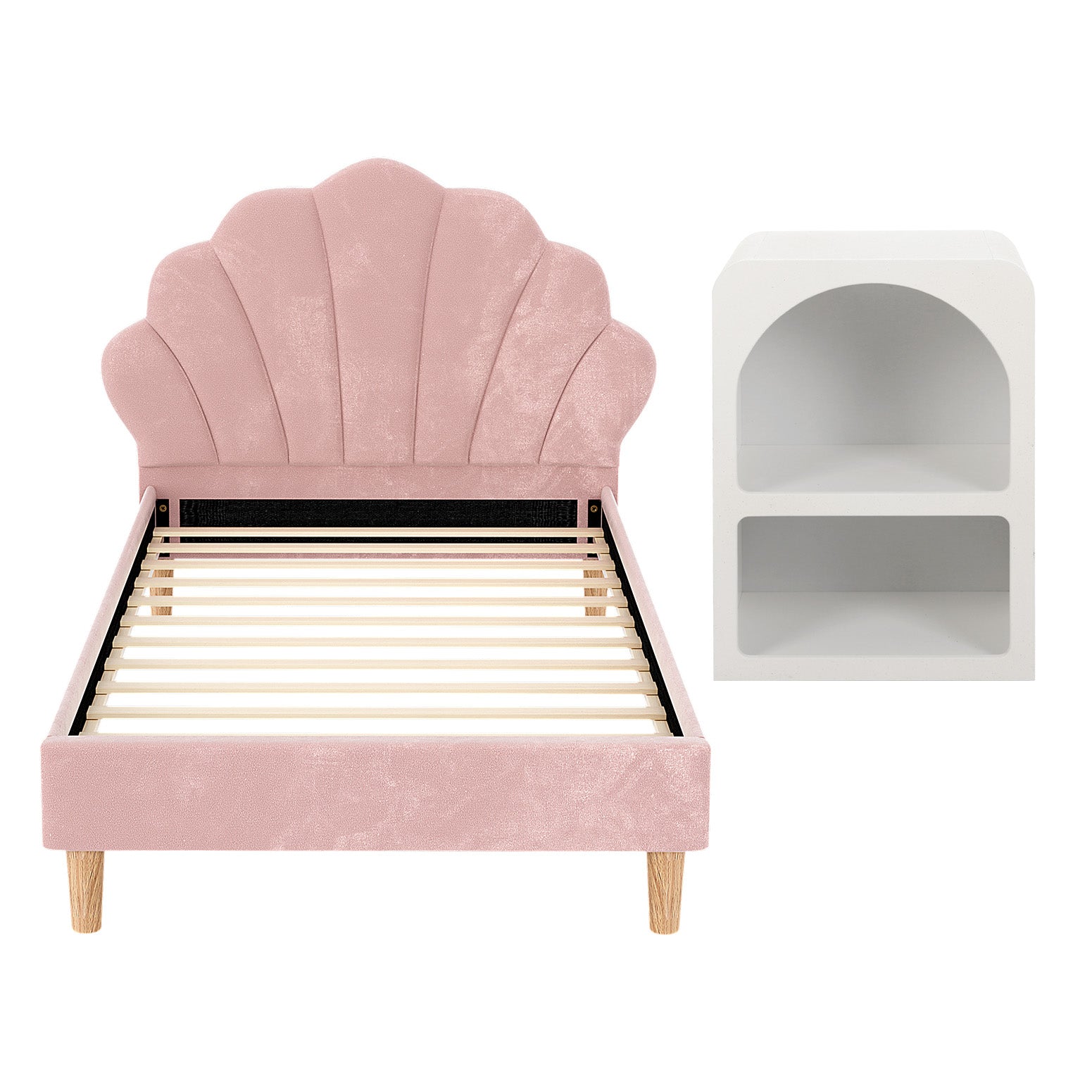 Rosalia (King Single) Bed Frame & Side Table - Pink - Homecoze