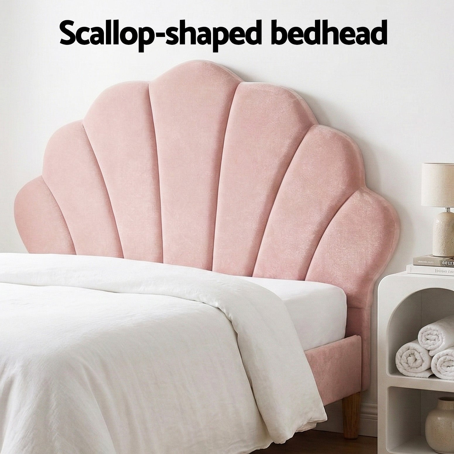 Rosalia (King Single) Bed Frame & Side Table - Pink - Homecoze