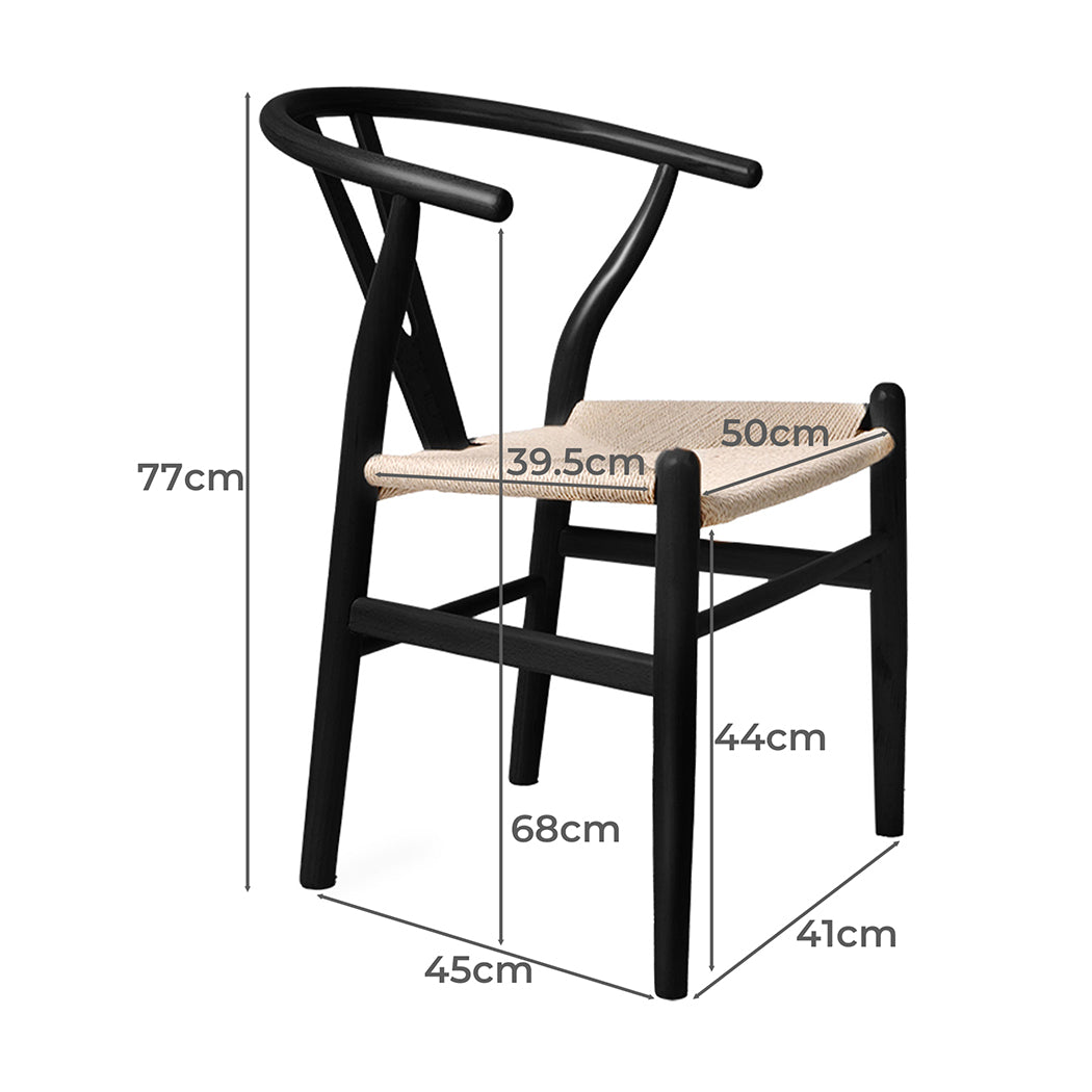 Levede 2x Dining Chairs Wooden Hans Black-1836526711542517762