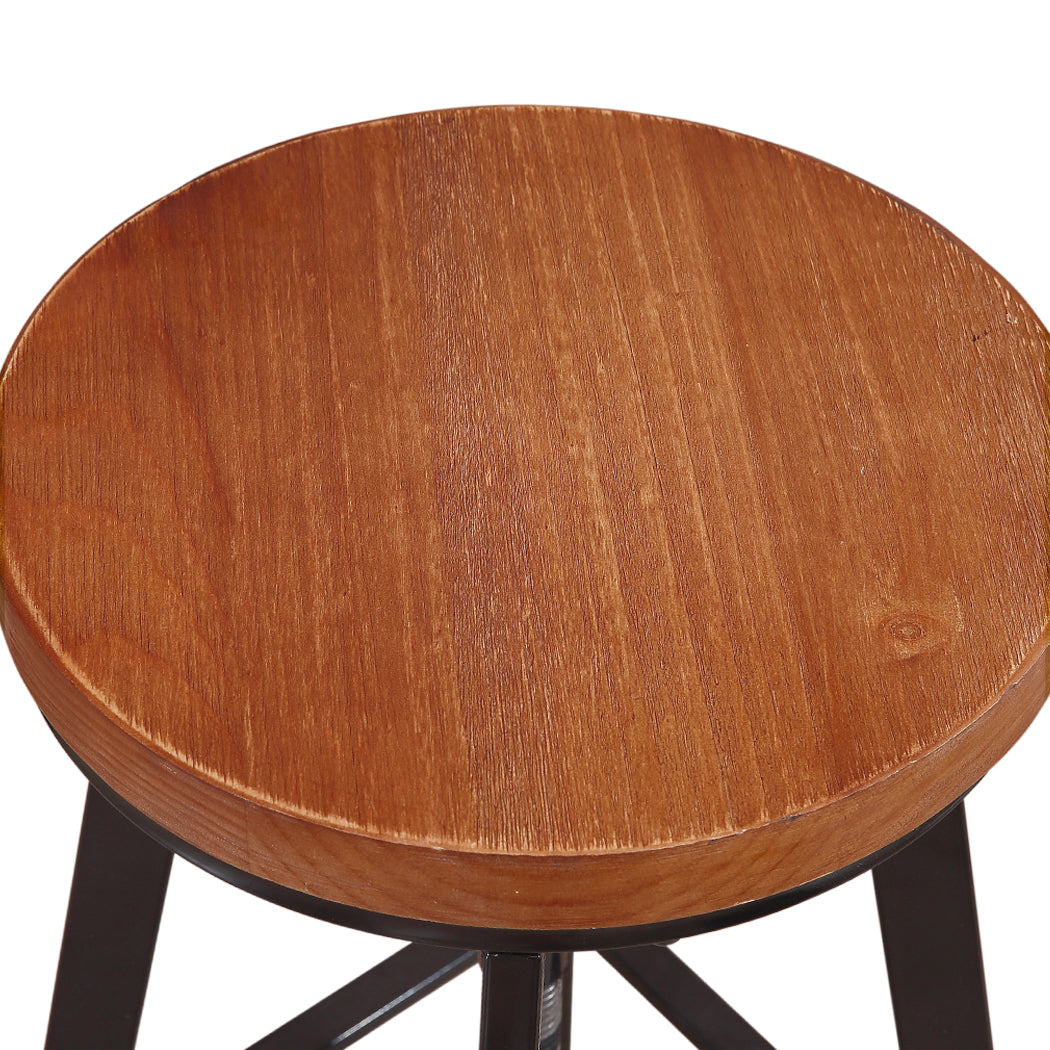 Riley (Set of 3) Wooden Seat Bar Stools - Natural - Homecoze