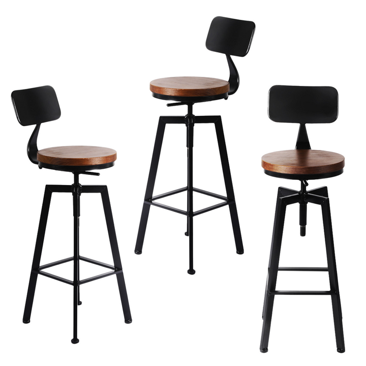 Bailey (Set of 3) Wooden Seat Bar Stools - Natural - Homecoze