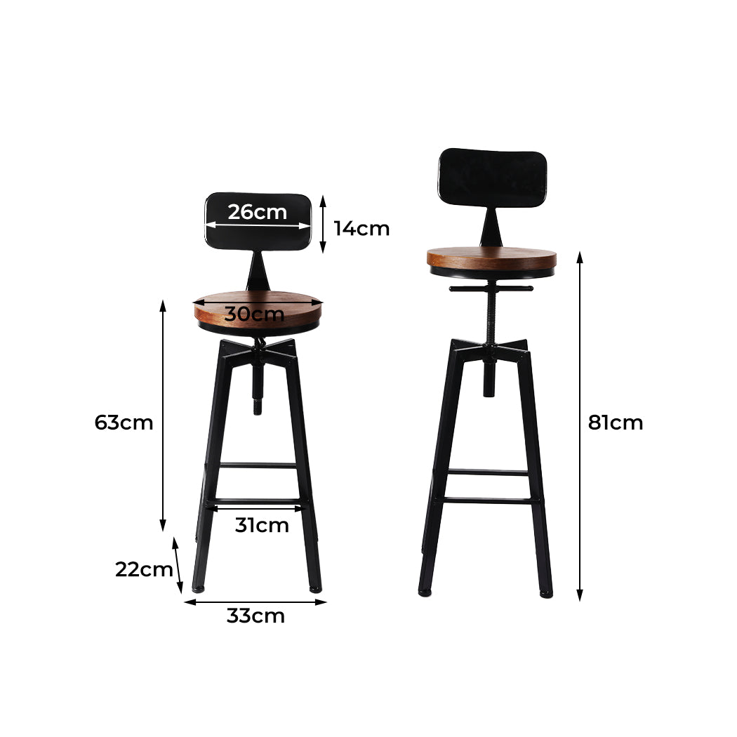 Bailey (Set of 3) Wooden Seat Bar Stools - Natural - Homecoze