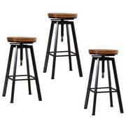 Riley (Set of 3) Wooden Seat Bar Stools - Natural - Homecoze