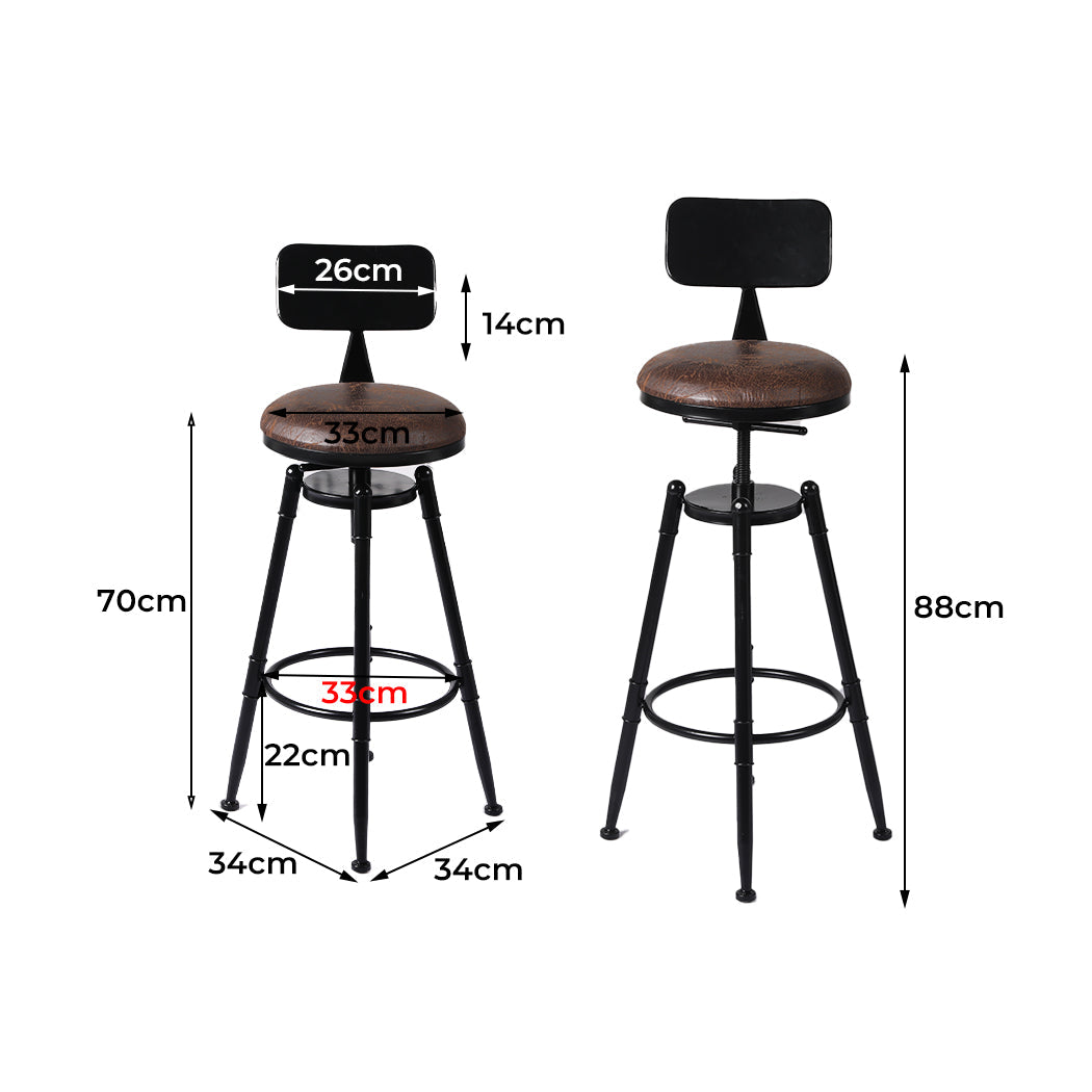 Braxton (Set of 3) Rustic Bar Stools - Brown - Homecoze