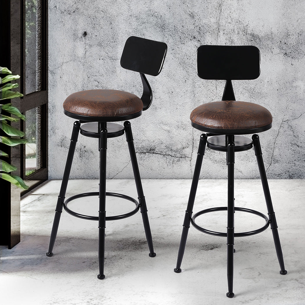 Braxton (Set of 3) Rustic Bar Stools - Brown - Homecoze