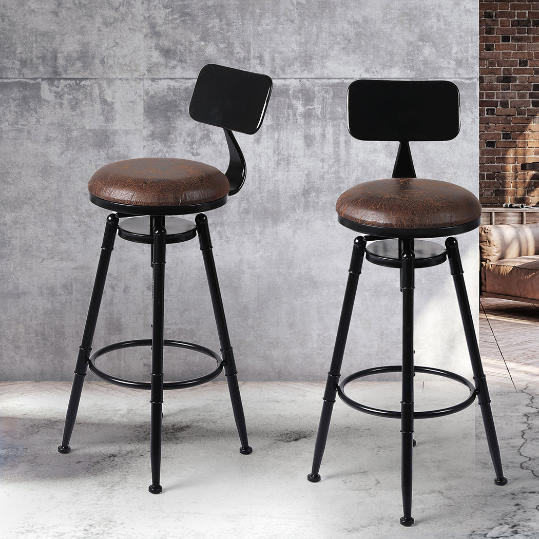 Braxton (Set of 3) Rustic Bar Stools - Brown - Homecoze