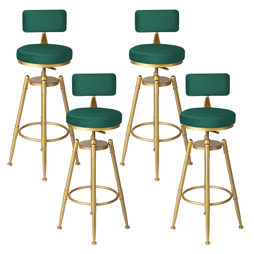 Alexis (Set of 4) Velvet Bar Stools - Green - Homecoze