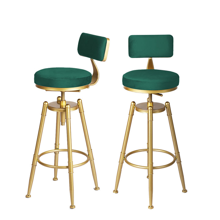 Alexis (Set of 2) Velvet Bar Stools - Green - Homecoze