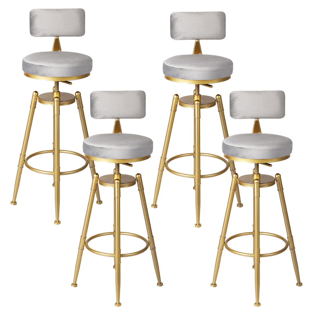 Alexis (Set of 4) Velvet Bar Stools - Grey - Homecoze