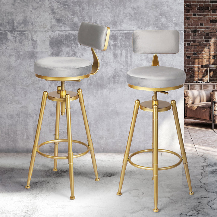 Alexis (Set of 2) Velvet Bar Stools - Grey