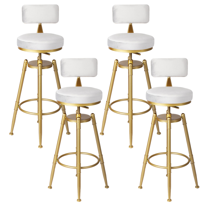 Alexis (Set of 4) Velvet Bar Stools - White