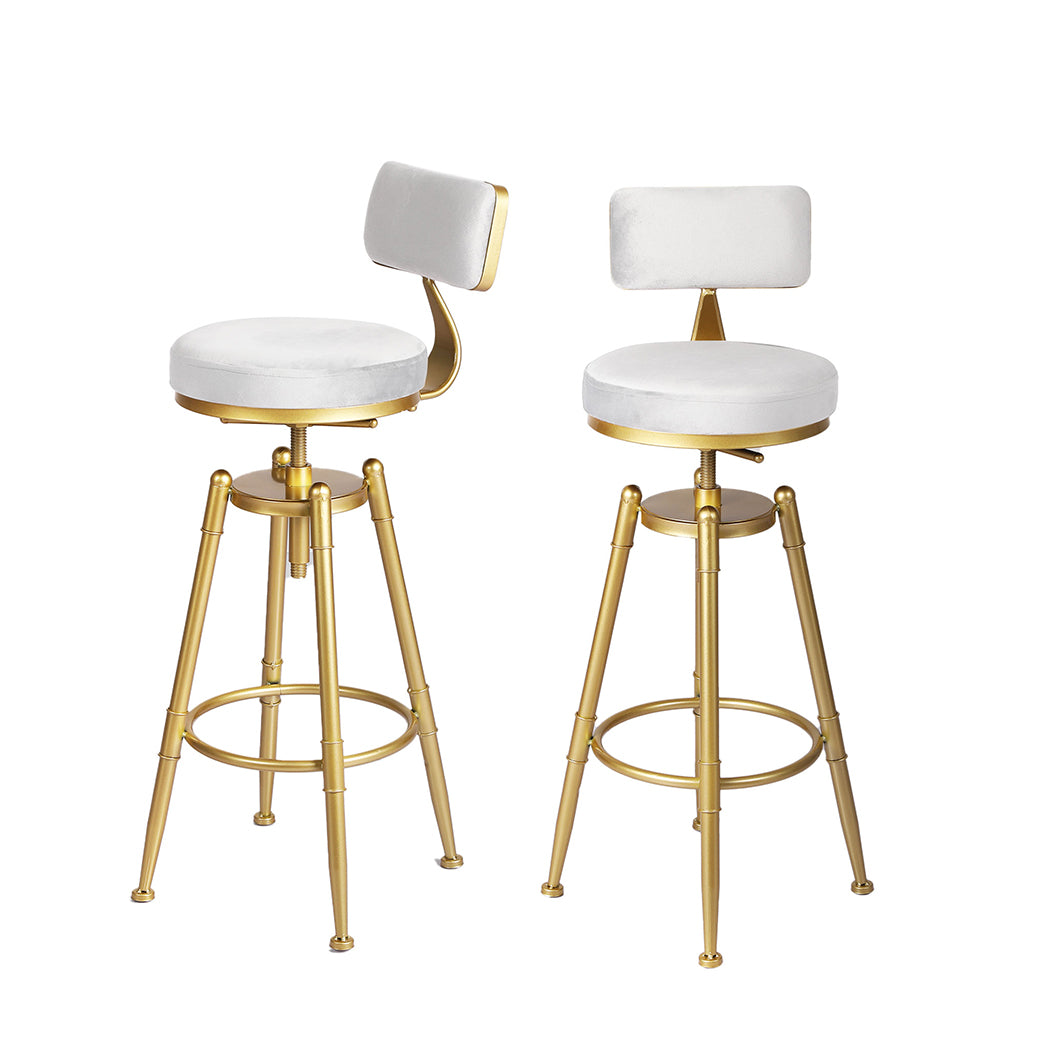 Alexis (Set of 2) Velvet Bar Stools - White