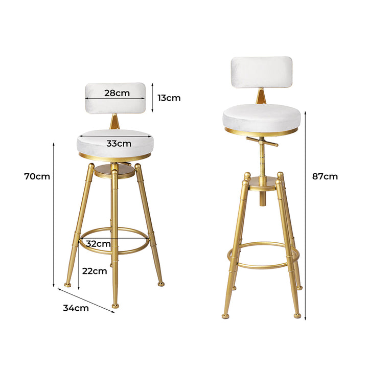 Alexis (Set of 2) Velvet Bar Stools - White