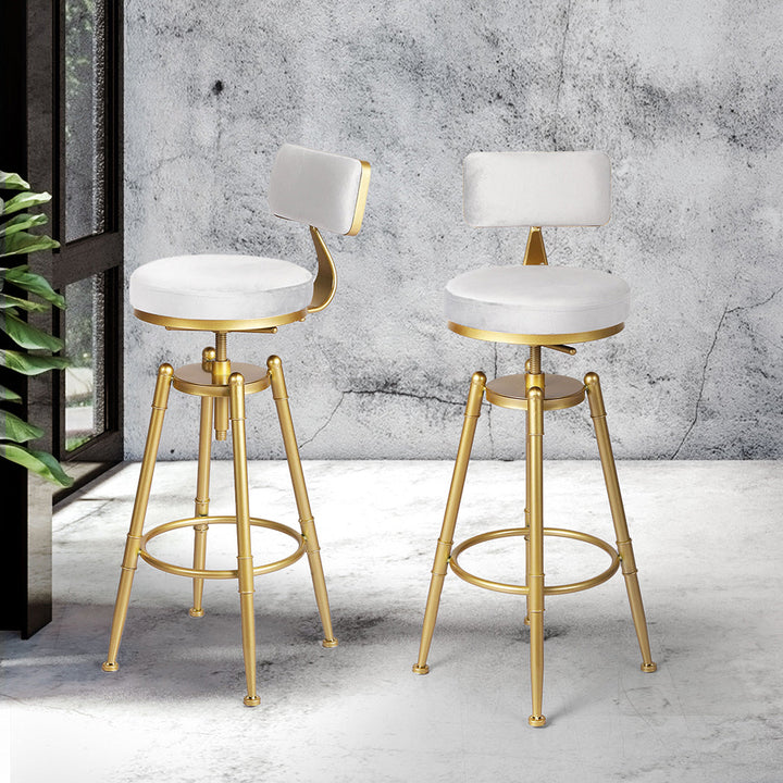 Alexis (Set of 4) Velvet Bar Stools - White