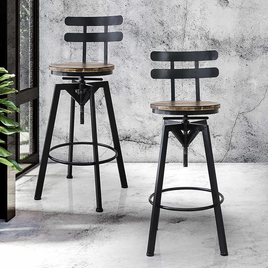 Audrey (Set of 3) Rustic Bar Stools - Brown - Homecoze