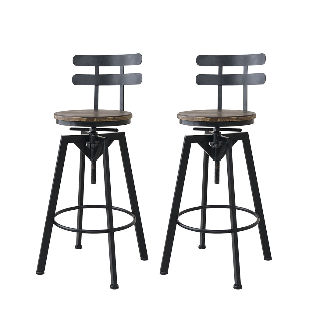 Audrey (Set of 2) Rustic Bar Stools - Brown - Homecoze