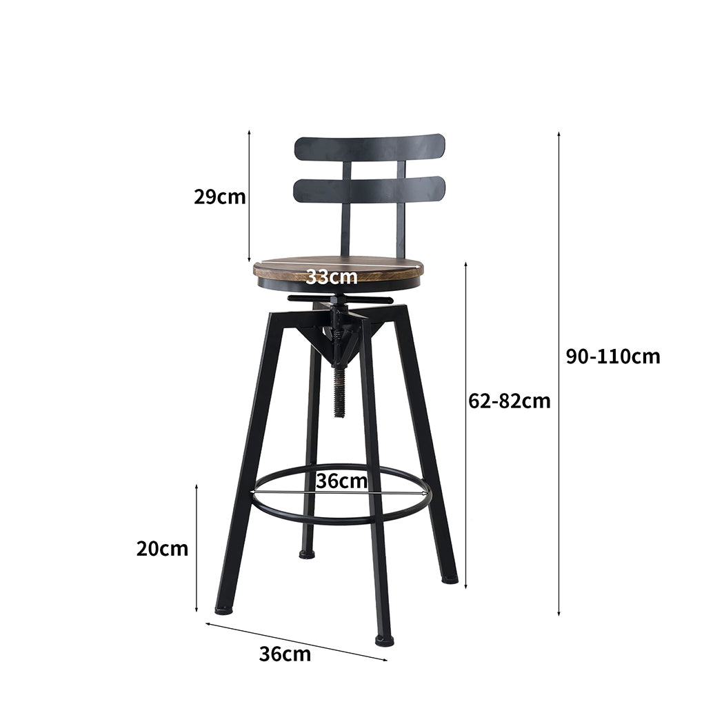 Audrey (Set of 3) Rustic Bar Stools - Brown - Homecoze