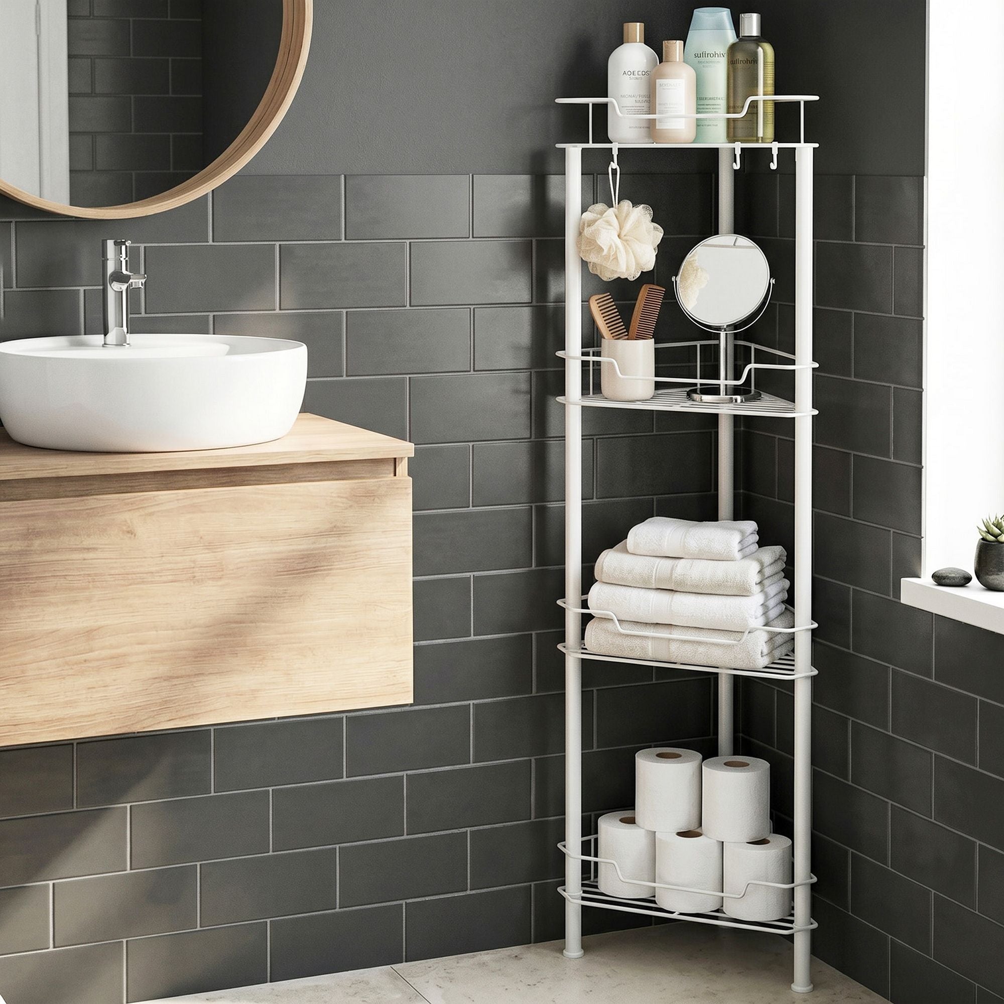 4-Tier Corner Shower Caddy Bathroom Rack 112cm - White