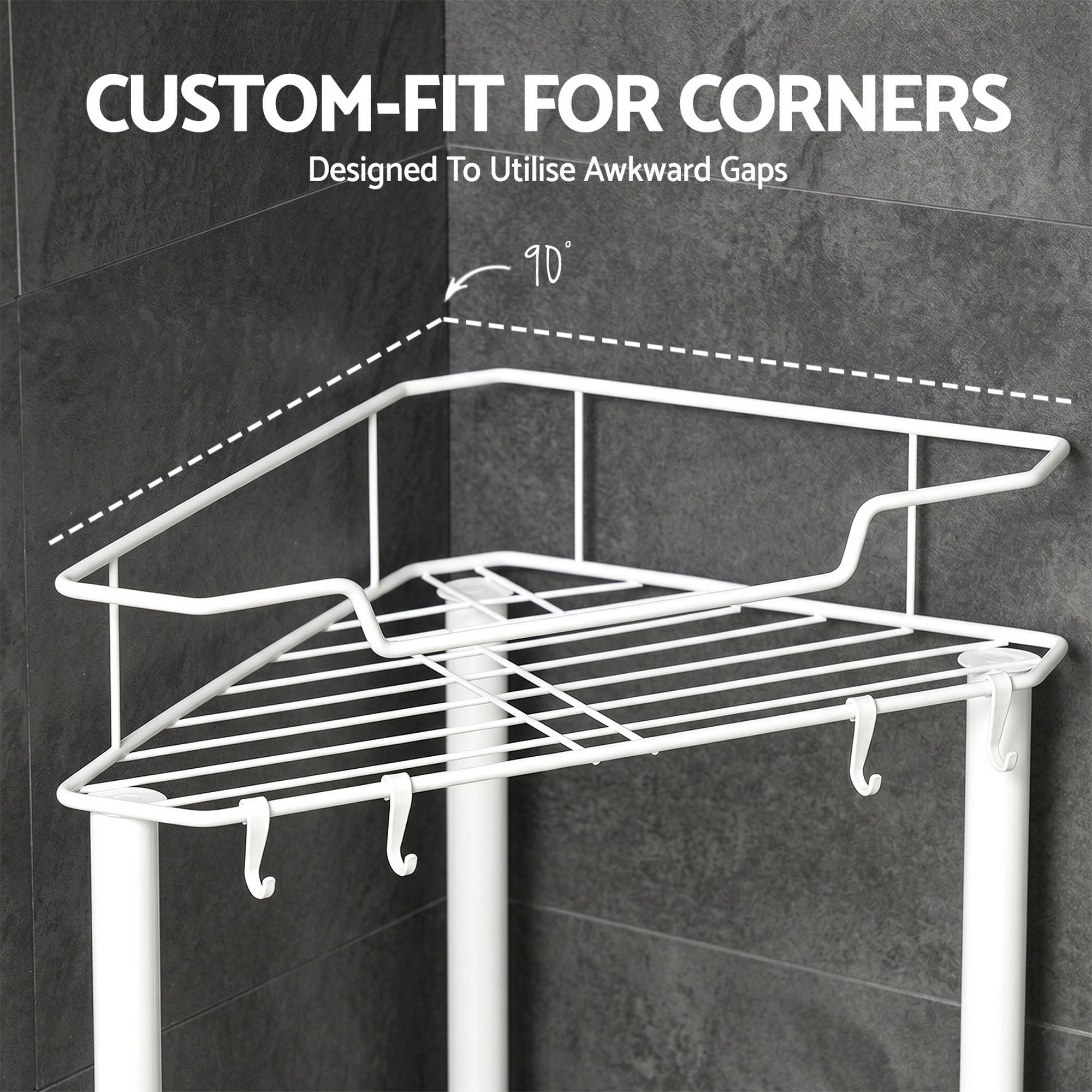 4-Tier Corner Shower Caddy Bathroom Rack 112cm - White